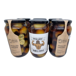 A selection of Nana Dunn pickled onion jars